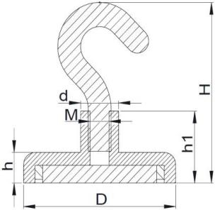 Arrow Magnetic Hook SWNE Line Drawing